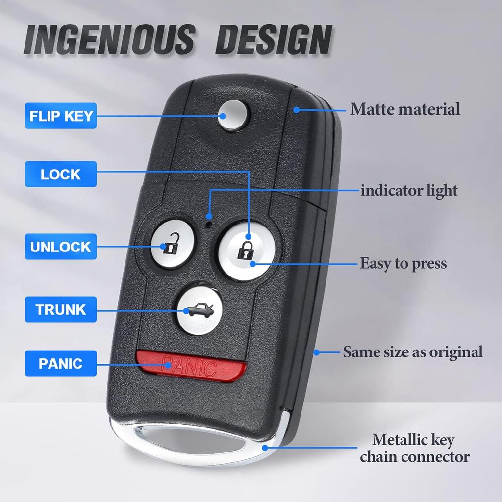 Car Key Fob Keyless Entry Remote Replacement for Acura MDX/RDX 2007 2008 2009 2010 2011 2012 2013 FCC ID:N5F0602A1A P/N:35111-STX-316 4 Buttons
