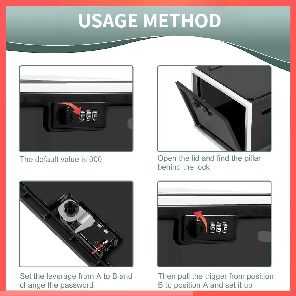 3.6 Gallon Capacity Lockable Storage Bin with Combination Lock Household Lockable Storage Box Portable Locking Box