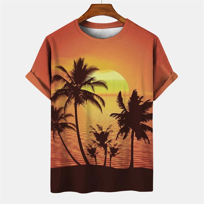 Coconut Tree Pattern 3D Printed Tees Summer Casual Harajuku O-Neck Short Sleeves Tops Hawaiian Men's T-shirts