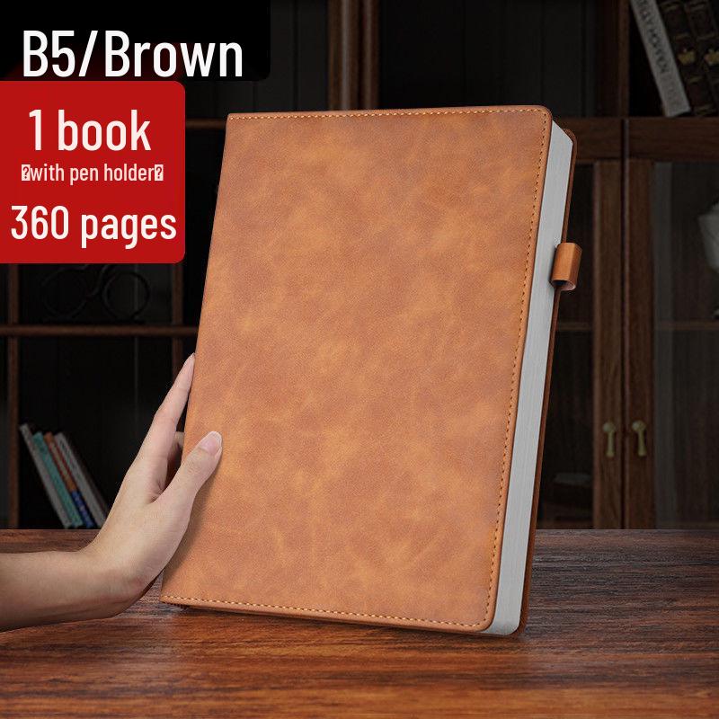 Extra Thick Soft Leather Business Meeting Notebook, Large Size