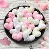 12Pcs Knitted Heart Hanging Pendant Handmade Knitted Crochet Heart Tree Ornament Gift for Friend Home Decor