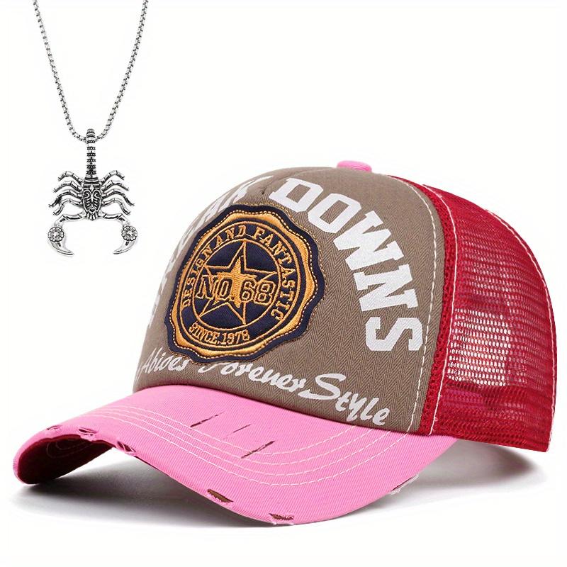 

2 шт. Мужская и женская бейсболка с вышивкой, сотня подходящих солнцезащитных кепок, кепка с утиным языком, ожерелье с подвеской в виде скорпиона, комплект спортивной парной солнцезащитной кепки коричневый