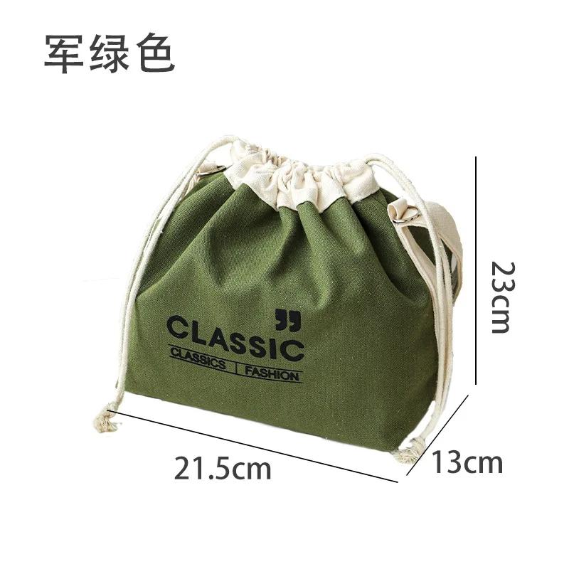 Lunch Bag Corduroy Canvas Lunch Box Drawstring Picnic Tote Eco Cotton Cloth Small Handbag Dinner Container Food Storage Bags