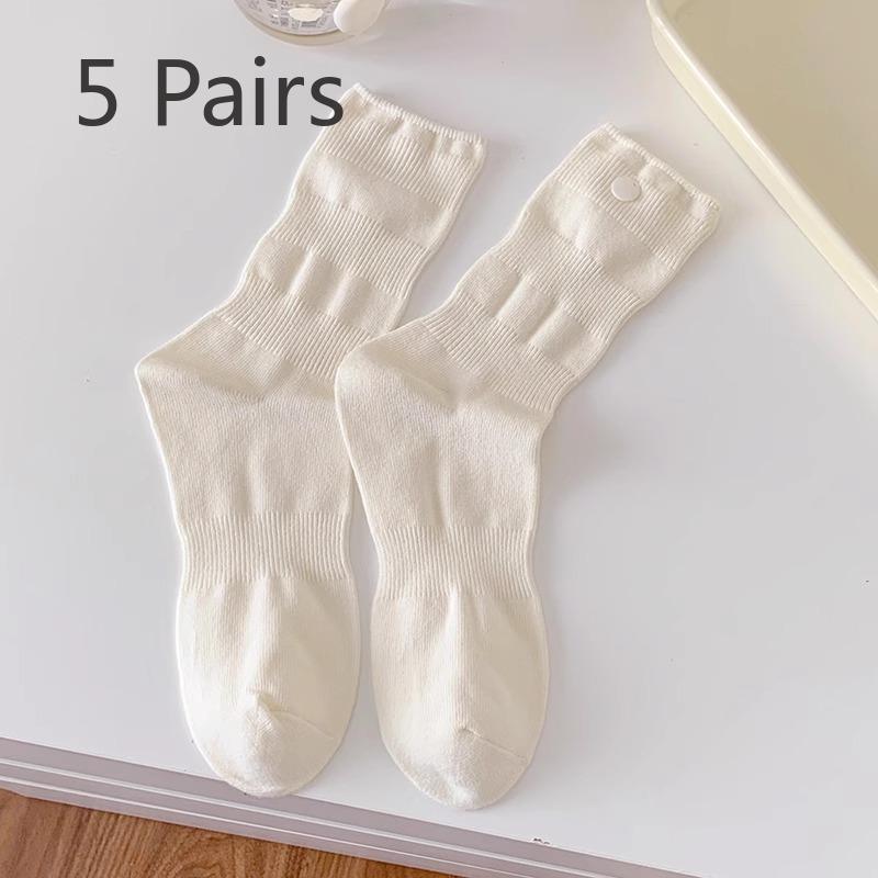

5 Pairs of Female Autumn and Winter New Striped Shell All Build In The Tube Pile Socks 5 Pairs