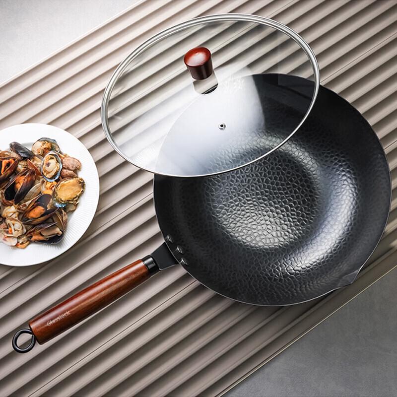 GLASSLOCK BLYN_PO-0008 Hammered Iron Wok, 32cm