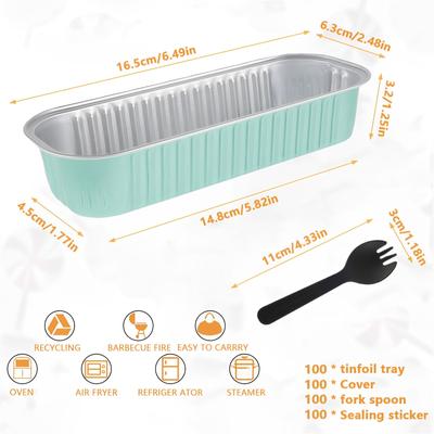 50 Stück Mini Kastenformen mit Deckeln und Löffeln Kuchenformen Aluminiumfolie Backform Brotdose Hitzebeständige Kuchenform für Party