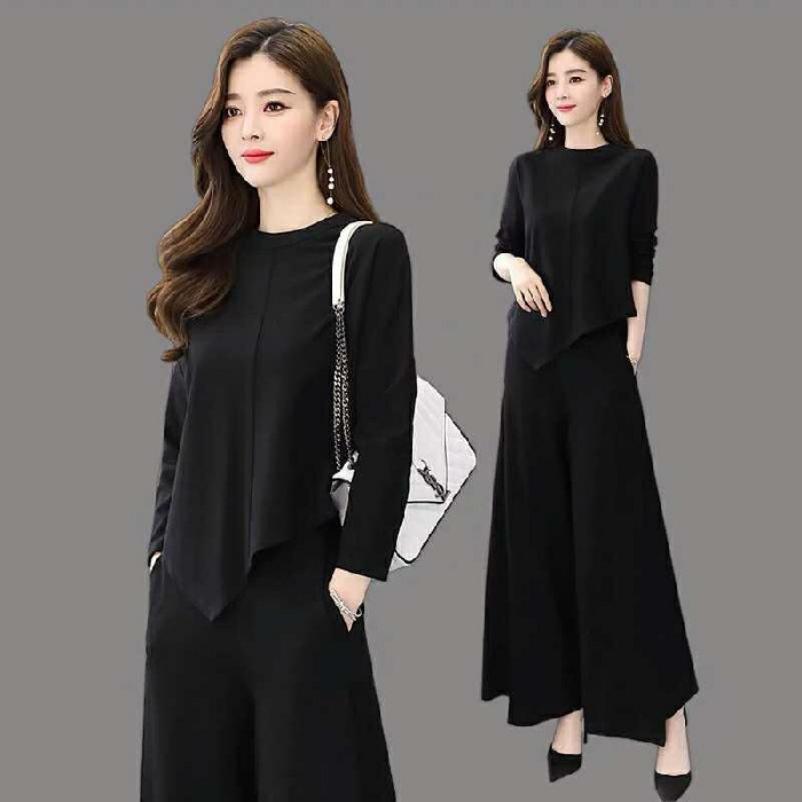 Completo Nuovi Vestiti Autunnali Donna Sottile, Stile Occidentale Casual Temperamento Pantaloni Culotte Due Pezzi Stile Pigro Lusso Leggero