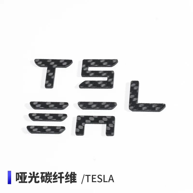 QPVH8 For Tesla Model3 Y X S Highland Logo Sticker True Carbon Fiber Spacex Elon Musk Letter Car Stickers Exterior Accessories