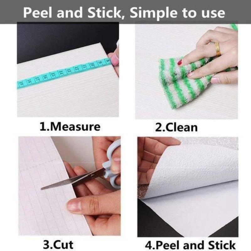 1 PC Kitchen Wallpaper Stickers Self Adhesive Aluminum Foil Oil Proof Waterproof Stickers for Countertop Drawer Cabinets Shelf Line