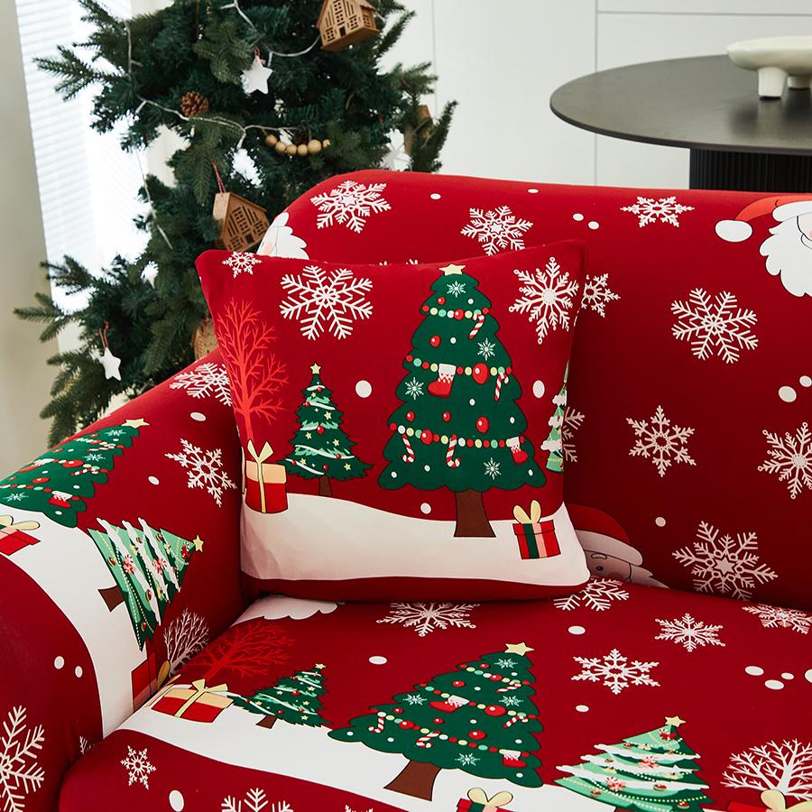 1PC (each Size Includes One Pillow Cover) Printed Christmas Gift Pattern Sofa Cover High Elasticity All-season Use