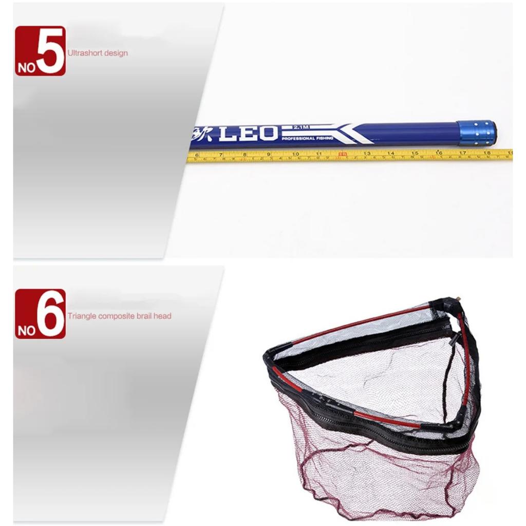 210 cm Lätt Teleskopisk Håv för Fiskefångst Positioneringslängd Aluminiumlegering Utfällbart Handtag för Fångst av Stor Karp 260319