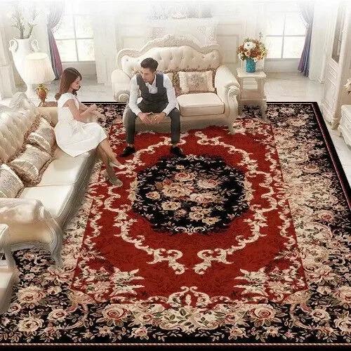 European Luxury Living Room Carpet Bedroom Bedside Large Floor Mat Washable Non-slip Bathroom Area Footpad Cloakroom Decor Rug