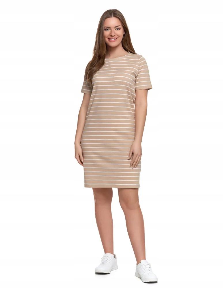 Women's Cotton Dress Short Sleeve Above Knee Comfortable MORAJ 3XL BEIGE