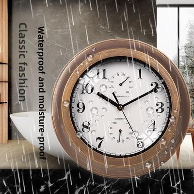 28cm Retro Wall Clock Outdoor Waterproof Wall Clock Stylish Silent Wall Clock Bathroom Kitchen Patio Shop Living Room Decorative