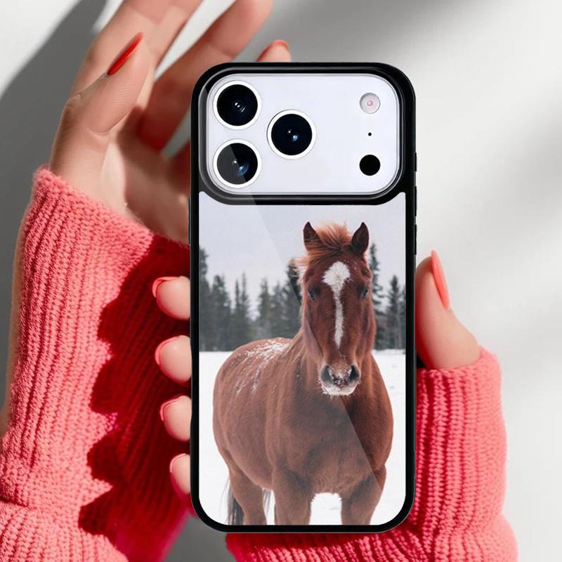 Beautiful Elegant Brown Horses Phone Case for iPhone 17 16 15 14 13 Pro Max Back Cover for 12 11 Pro Coque