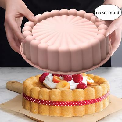1 x Silikon-Kuchenform, rund, für Heißluftfritteuse, Ofen, Backform, hochtemperaturbeständig, Brot-Toast-Kuchenform