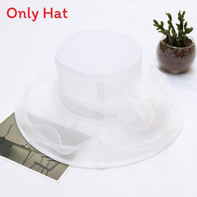 Summer Sun Hat For Women With Large Brim And Flower Decor Made From Eukran Organza