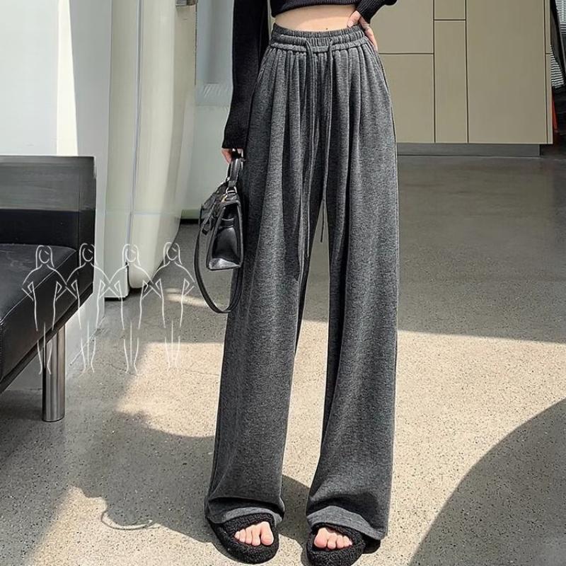 

Новые женские весенне-осенние ленивые брюки с высокой талией, повседневные драпированные универсальные прямые брюки One Size темно-серого