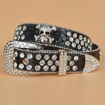 Women'S Skull Rhinestone Belt European And American Style Women'S Belt Extended Belt Denim Style Outdoor Belt