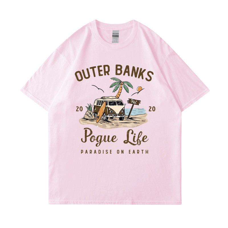 Fashion Printing Shirt Outer Banks T Shirt Pogue Life John B Paradise On Earth North Carolina Pouge Graphic Cotton Tops