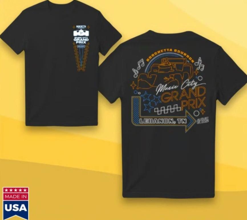 IndyCar 2025 Borchetta Bourbon Music City Grand Prix Neon Lights TShirt Unisex T-Shirt S