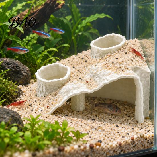 Aquatic Pet Accessories Aquarium Corner Hideout, under Gravel Betta Fish Cave Tunnel, Hideout Stone-Look Viewing Tunnel for Shrimp Tank Underwater
