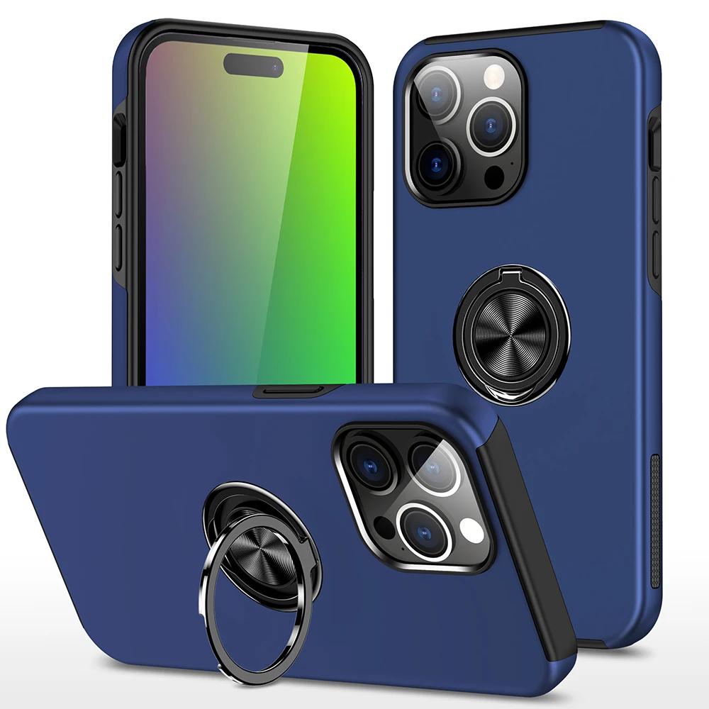 Matte Shockproof Case For iPhone 17 16 15 14 13 12 11 Pro Max XS Max XR Plus SE  Ring Holder Magnet Case Armor Bumper Cover