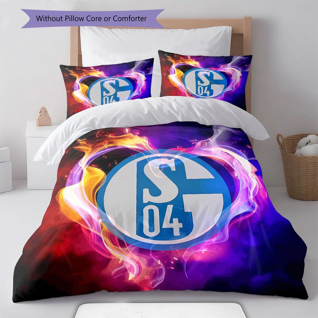 Set Copripiumino Trapuntato con Logo Schalke Federa Decorazione per la Casa Regalo di Compleanno (1 * copripiumino + 2 * federa, senza nucleo)