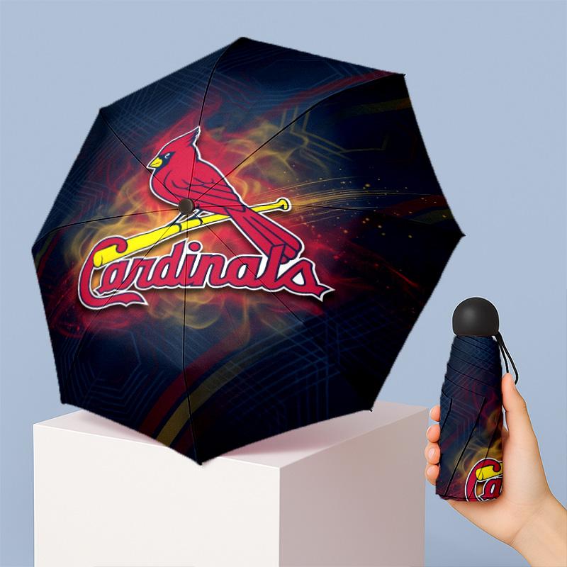 St. Louis Cardinals Printed 5?Fold Mini Umbrella 8?Rib Windproof Compact Umbrella For Women Pocket Carry