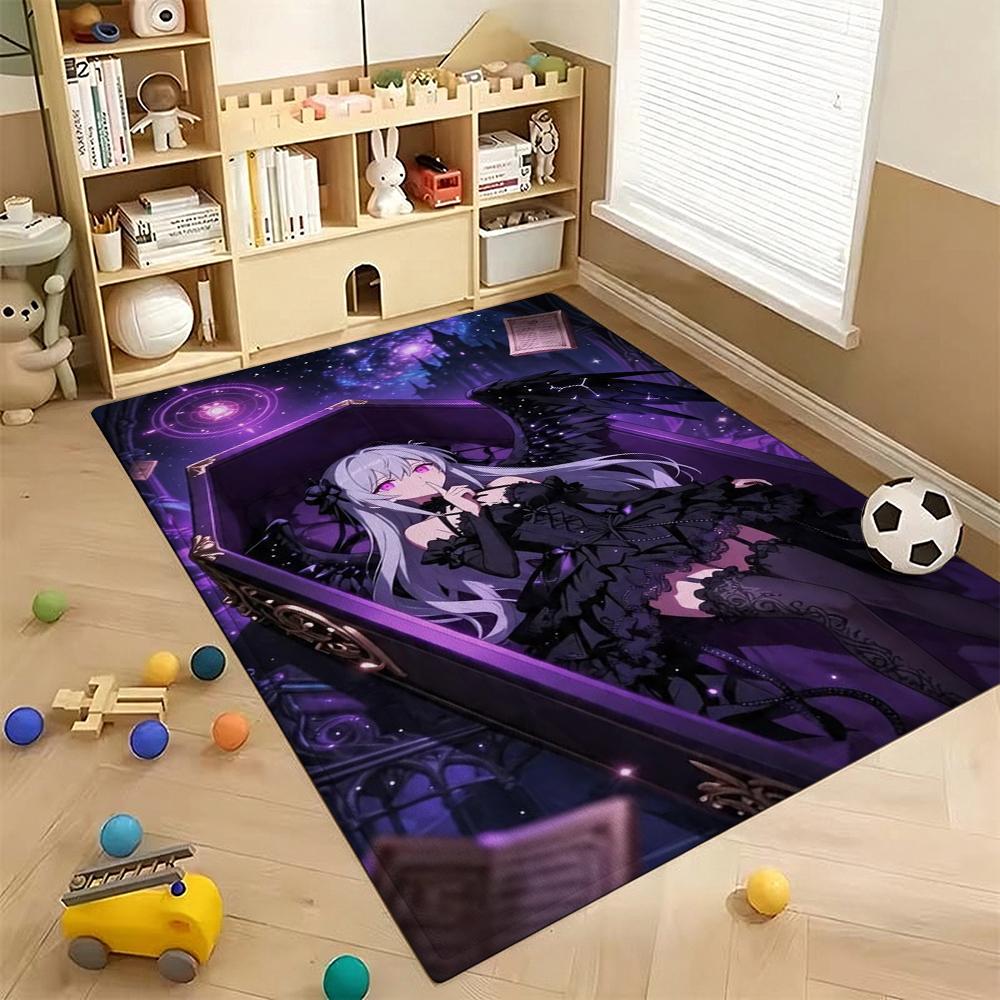 Twin Catgirls Black Lingerie Printed Rug Thick Nonslip Carpet For Gaming Room Study Living Room Home Party Decor Christmas Gift
