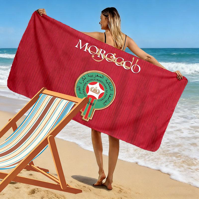 Toalla de Playa Estampada de la Selección Nacional de Marruecos, Toalla Grande Suave de Secado Rápido para Playa, Camping, Natación
