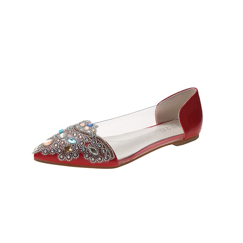 Plus Size2024Spring Summer Women Flats Transparent Slip on Flat Shoes Woman Ballet Flats Candy Color Jelly zapatos mujer 8922N 36 красный 3790₽