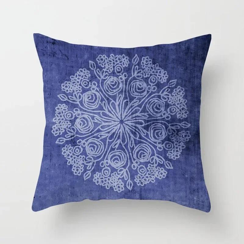 Blue Marine Life Print Pattern Cushion Cover Car Living Room Sofa Cushion Cover Luxury Home Decoration Pillow Cover