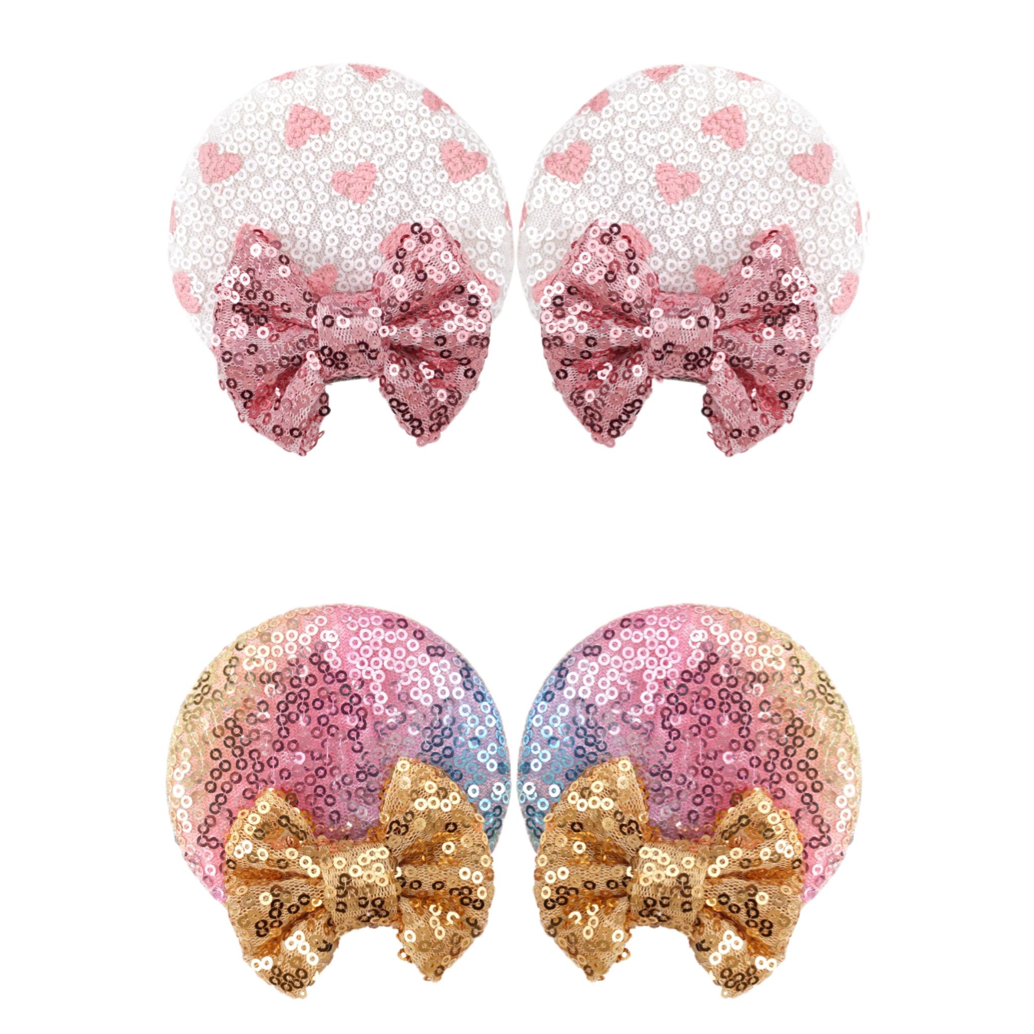 

4 шт. Заколки для волос с ушками мышки из пайеток, блестящие банты для волос, милые ушки мышей, заколки-зажимы для волос для женщин, девочек, аксессуары для волос для вечеринки