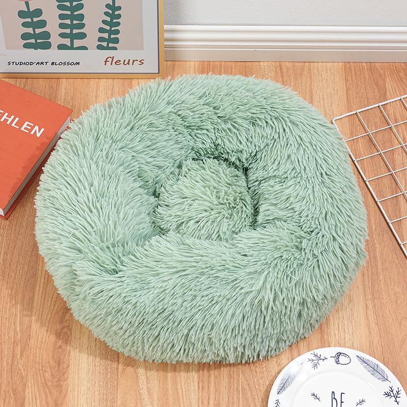 100% Thickened Large Round Plush Dog Bed Cat House,Non-Slip Bottom Mat, Artificial Fur Material, Warm,Soft, Pet Halloween Gift