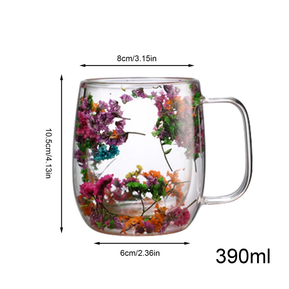 Double Walled Glass Mugs Double Wall Dried Flower Cup for Coffee Heat Resistant Dried Flower Double Wall Glass Espresso Cups 250ml