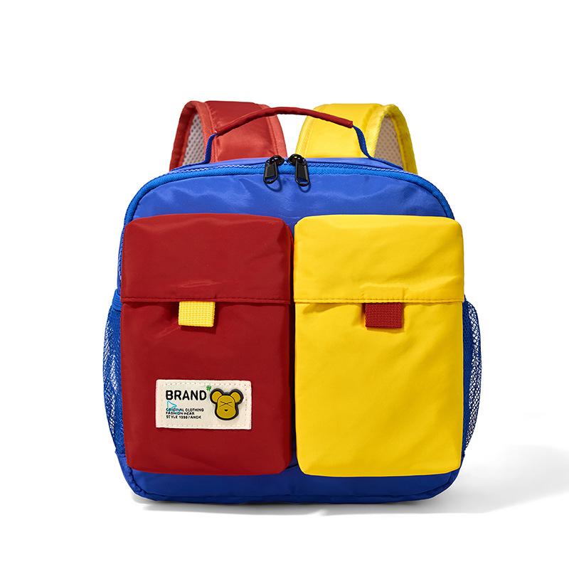 School bag contrasting color children's backpack preschool children's boy and girl versatile bag
