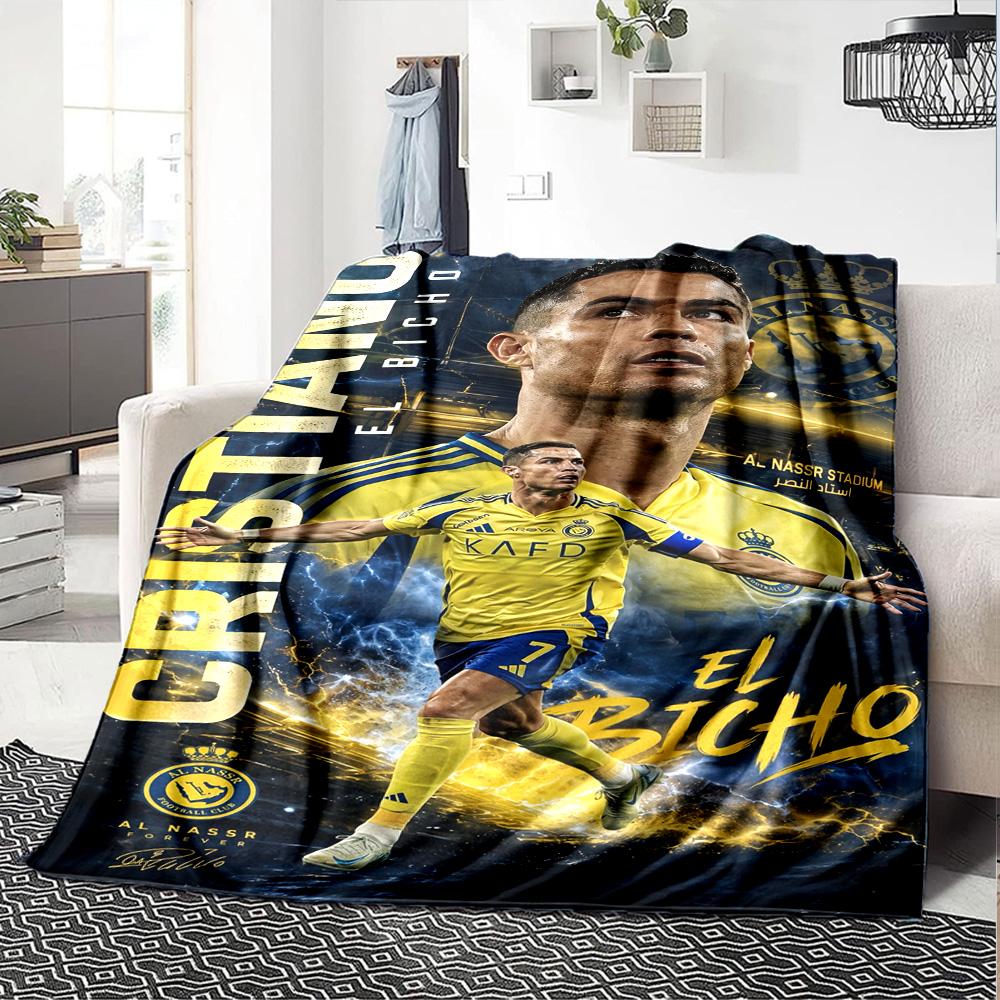 Ronaldo's Legacy Manchester United Blanket Durable Comfort Great for Office Chair Bedding Office Four Seasons Universal Playful Design
