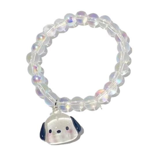 

Iridescent Beaded Bracelet Clear Faux Crystal Bracelet Cute Cartoon Animal Charm Bracelet Gift for Girls Best D