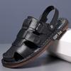Fashion Summer Luxury Leather Platform Hollow Out Outdoor Beach Men's Sandals Designer Slip-on Soft Sole Casual Fashion Slippers Men