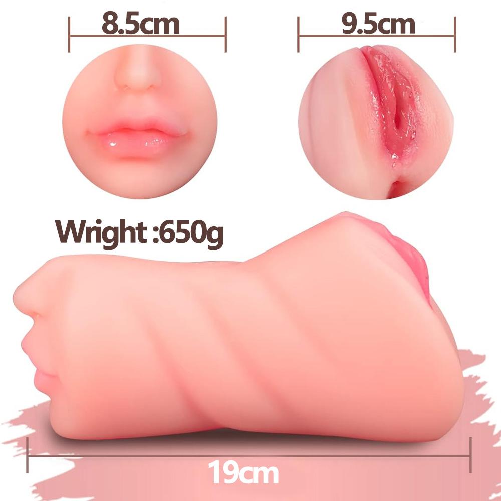3 In 1 Pocket Pussy Sex Doll with Realistic Textured Mouth Vagina and Tight Anus Masturbator Male Stimulator Deep Throat Oral Adult Sex Toys