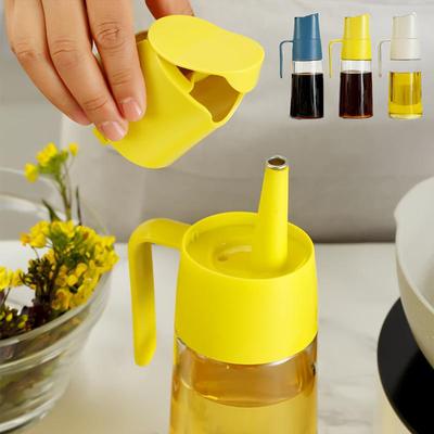 1 Pc Leak-proof Glass Oil Bottle Automatic Opening Closing for Soy Sauce Vinegar Seasoning Kitchen Essential Oil Can140