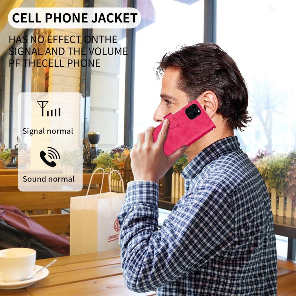 Multifunktionale Brieftaschenhülle mit Reißverschluss für das iPhone 15,14 mit Kartenfächern, einfarbigem Design und Telefonschutz.