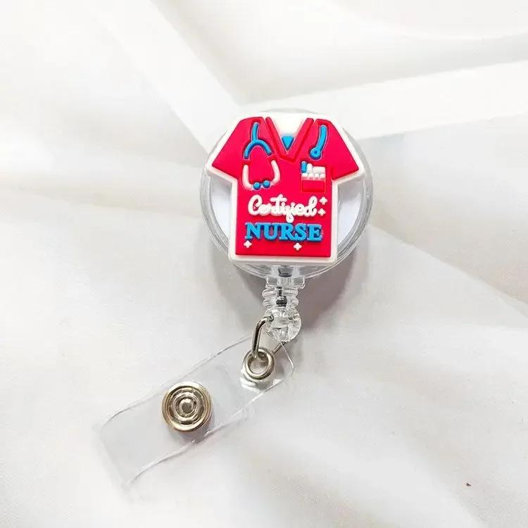 1pc Retractable Badge Holder Clips for Nurse ID Badge Reel with Belt Clip Doctor ID Card Chain Clips School Student Office