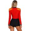 Complete Circus Ringmaster Halloween Costume for Women S-3XL: Fringe Shoulder Jumpsuit with Gold Trim, Contrast Bodysuit
