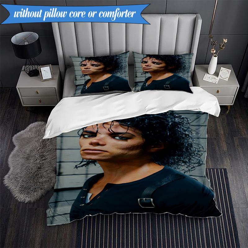 Metallic Hair Style Michael Muisc 3pcs K-pop Music Group Bedding set,Ideal for Bedroom, Dormitory,Including Duvet Cover And 2pcs Pillowcases,Fan Gift