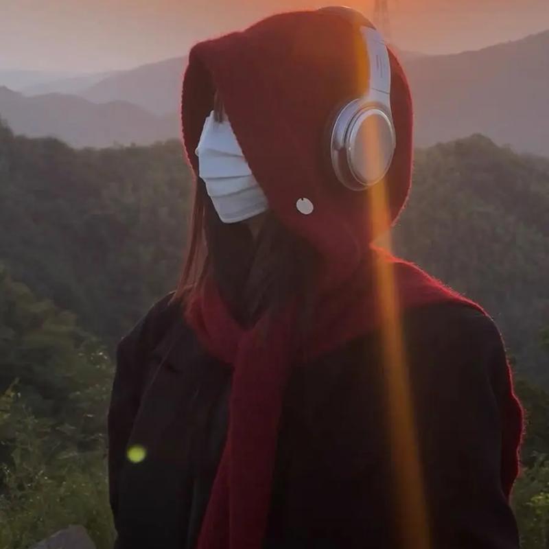 Winter Hat Scarf For Women Knitted Hooded Caps Outdoor Warm One-Piece Neck Collar Beanies Hats For Girls