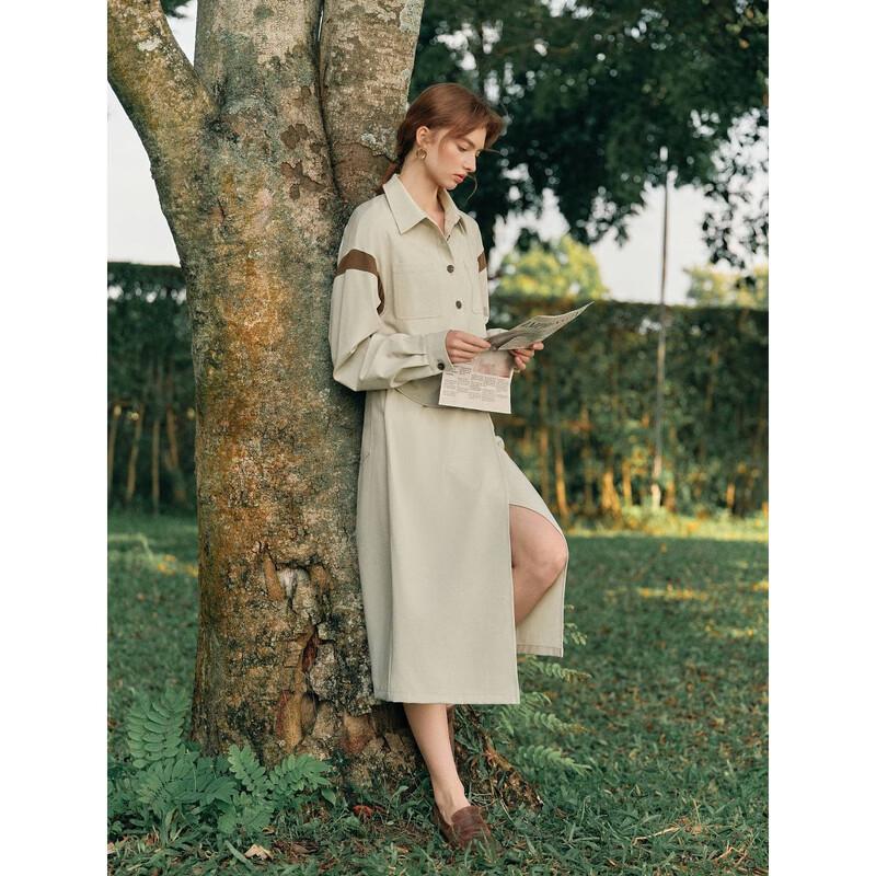ELLE Women's Workwear Style Shirt Dress
