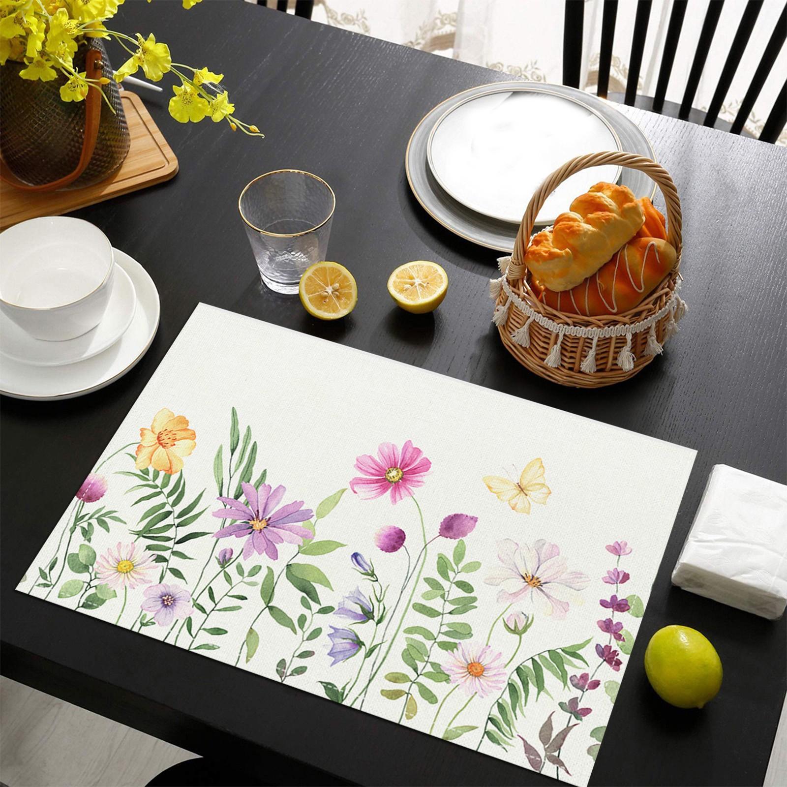 

Home Table Supplies Placemats Plant Flower Grass Prints Design Table Placemats Holiday Portable Rectangle Tablecloths One Size