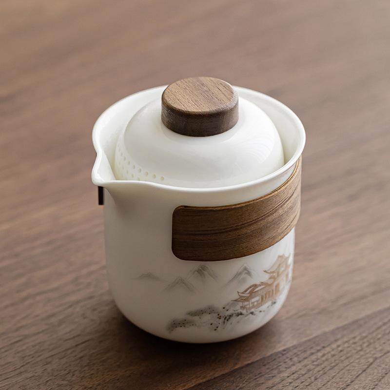 Kung Fu tea set travel set outdoor portable landscape loft hotel tea one pot three cups travel gifts